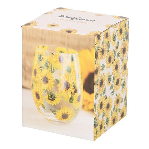 Sunflower Print Stemless Glass