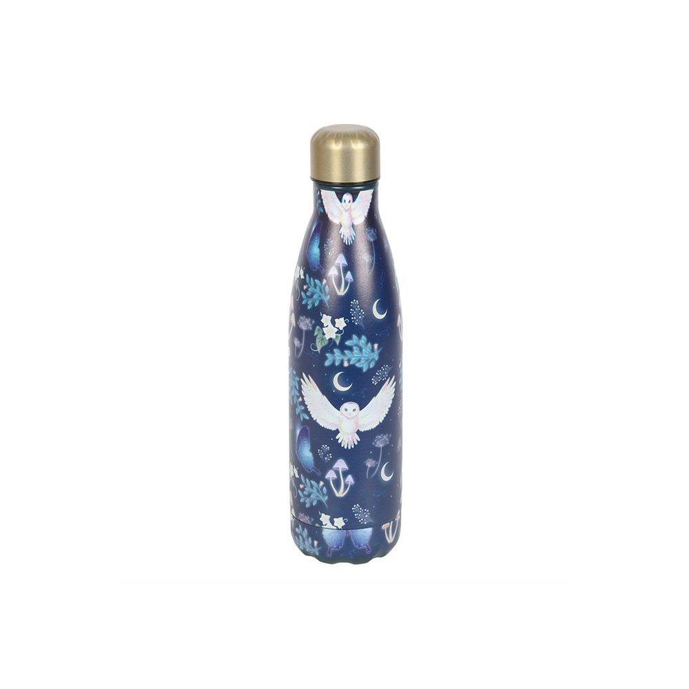 Night Flight Owl Print Metal Water Bottle