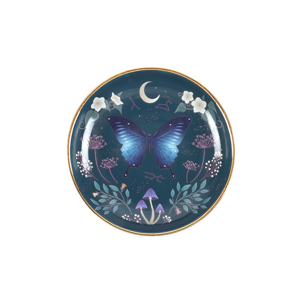 Round Midnight Moth Trinket Dish