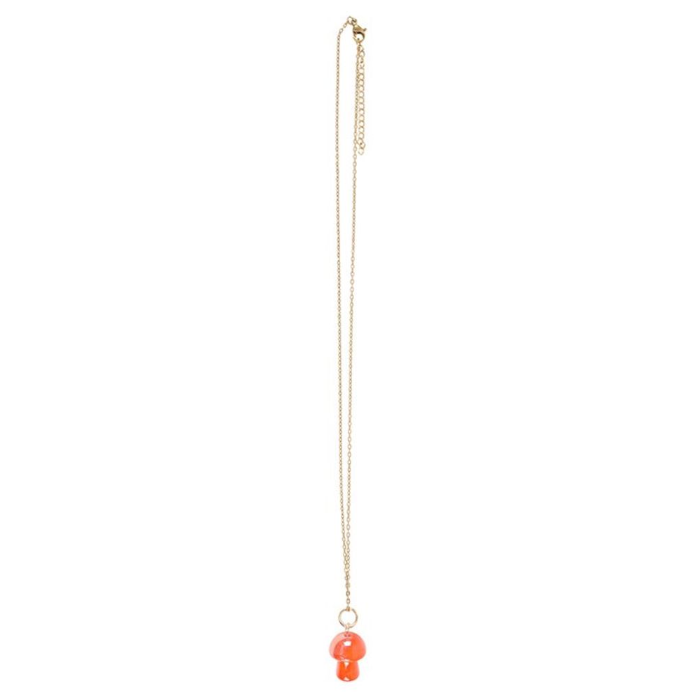 Orange Aura Crystal Mushroom Necklace Greeting Card