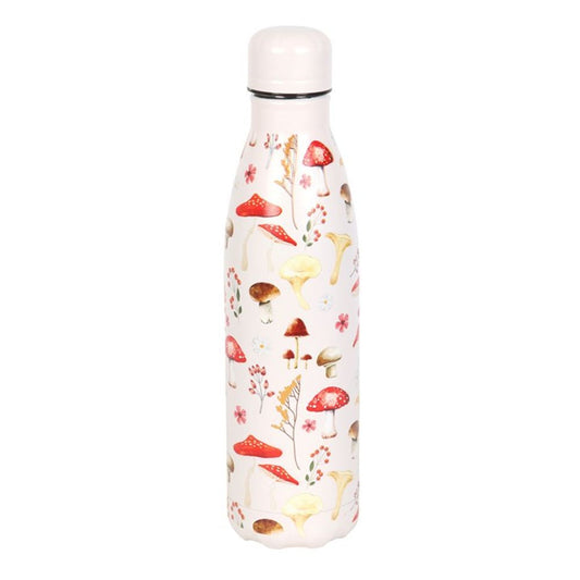 All Over Mushroom Print Metal Water Bottle